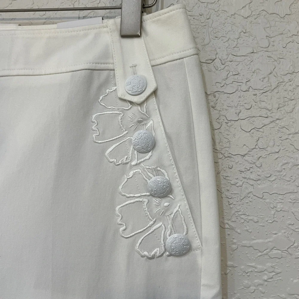 White House Black Market Jolie Novelty Button Straight Pants NWT Size 8R - Picture 4 of 13